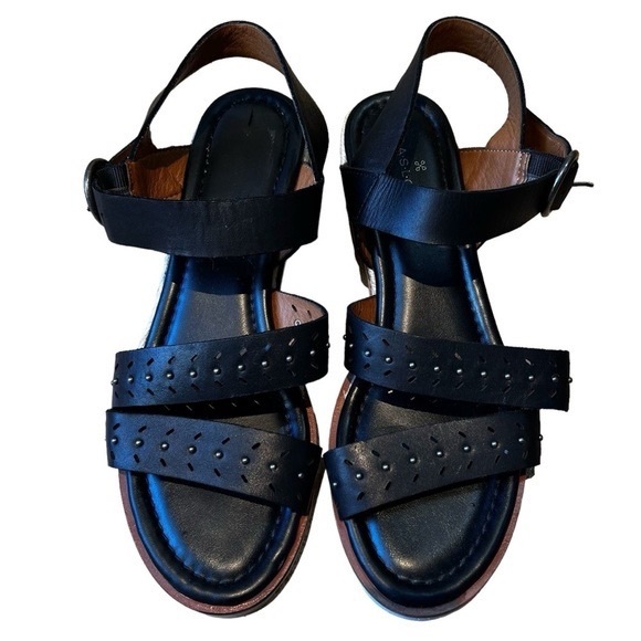 Caslon Nordstrom leather open toe ankle strap espadrilles 8 excellent condition - Picture 2 of 11